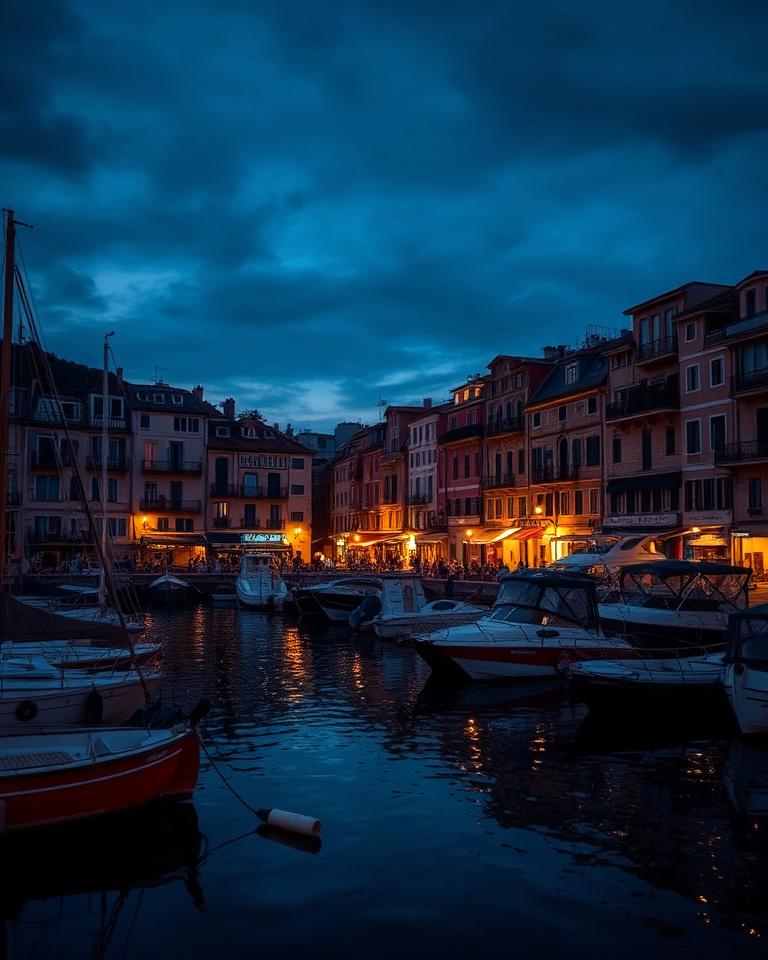 Old harbour at dusk