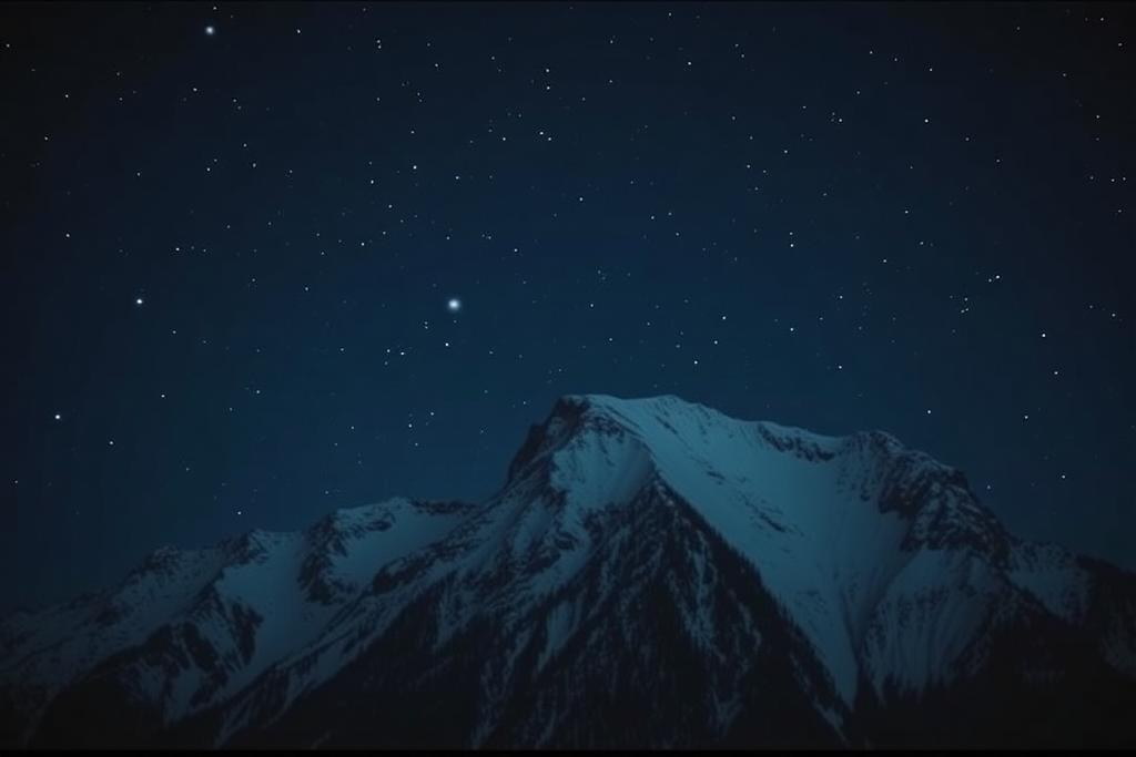 Snowy ridge under a starry sky
