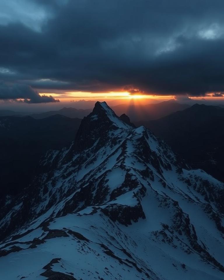 Mountain peak at dawn