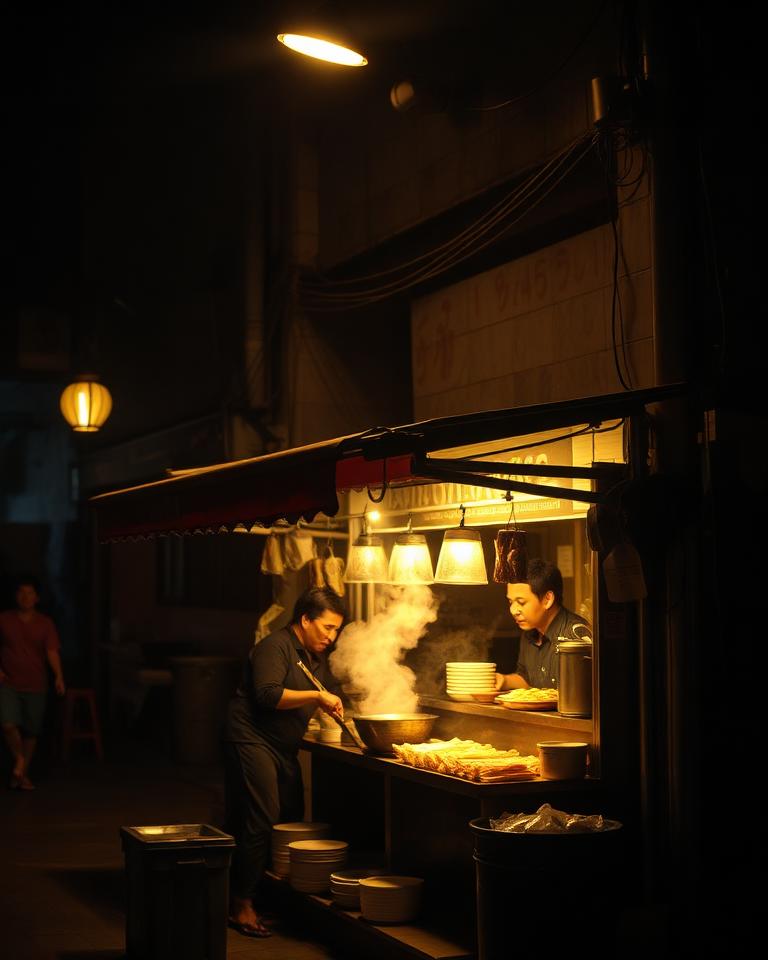 Street food stall at night