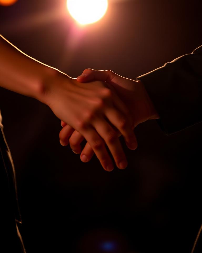 Clasped hands of two dancers